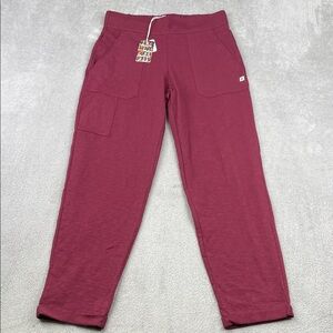 NEW Known Supply S Red Burgundy Straight 100% Organic Cotton Pants w/ Pockets